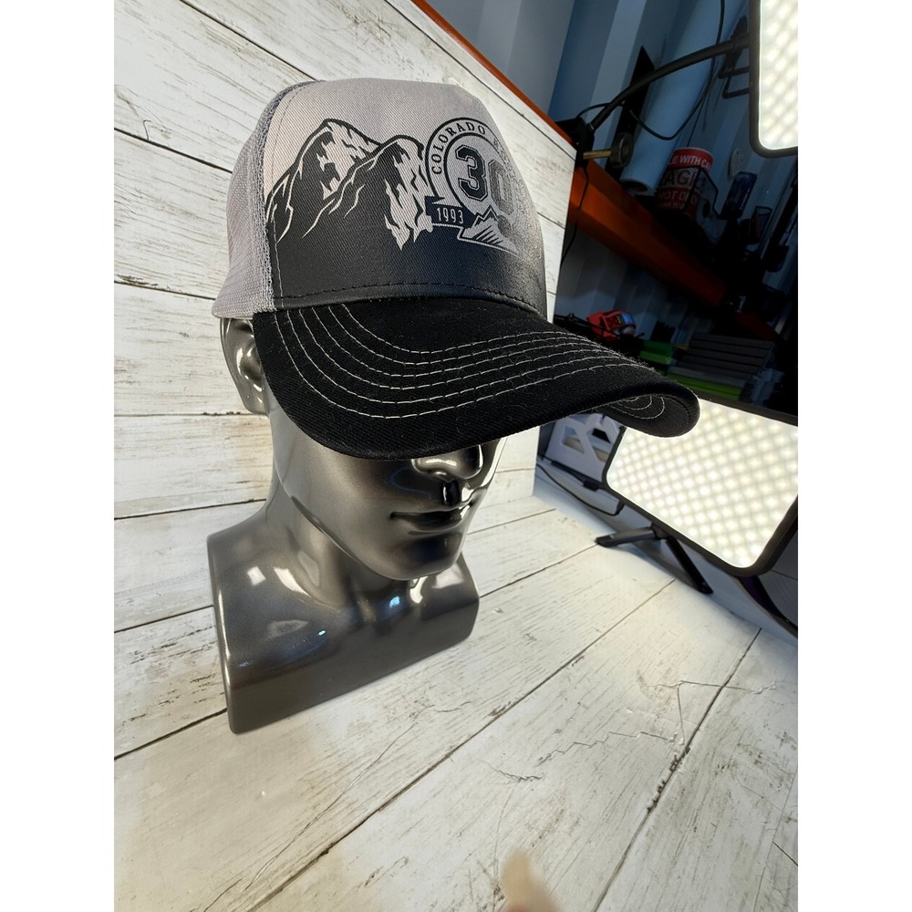 CO Rockies 30th Anniversary Trucker Hat Snapback Gray Black Melonwear Stihl